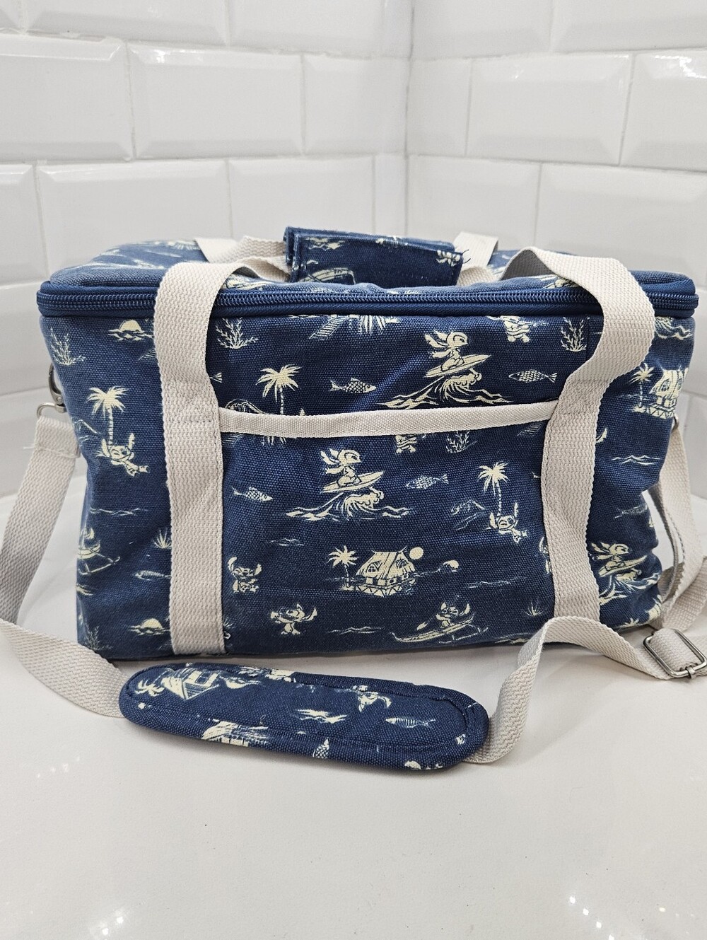 Disney Parks Store Lilo & Stitch Blue Canvas Soft Side Cooler Bag Insulated NWOT
